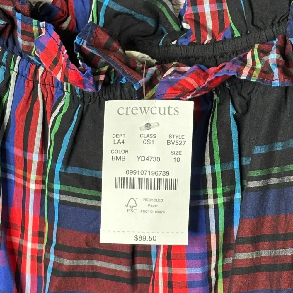 J. Crew Girls Crew Cuts Stewart Tartan Holiday Puff Sleeve Dress Size 10 New